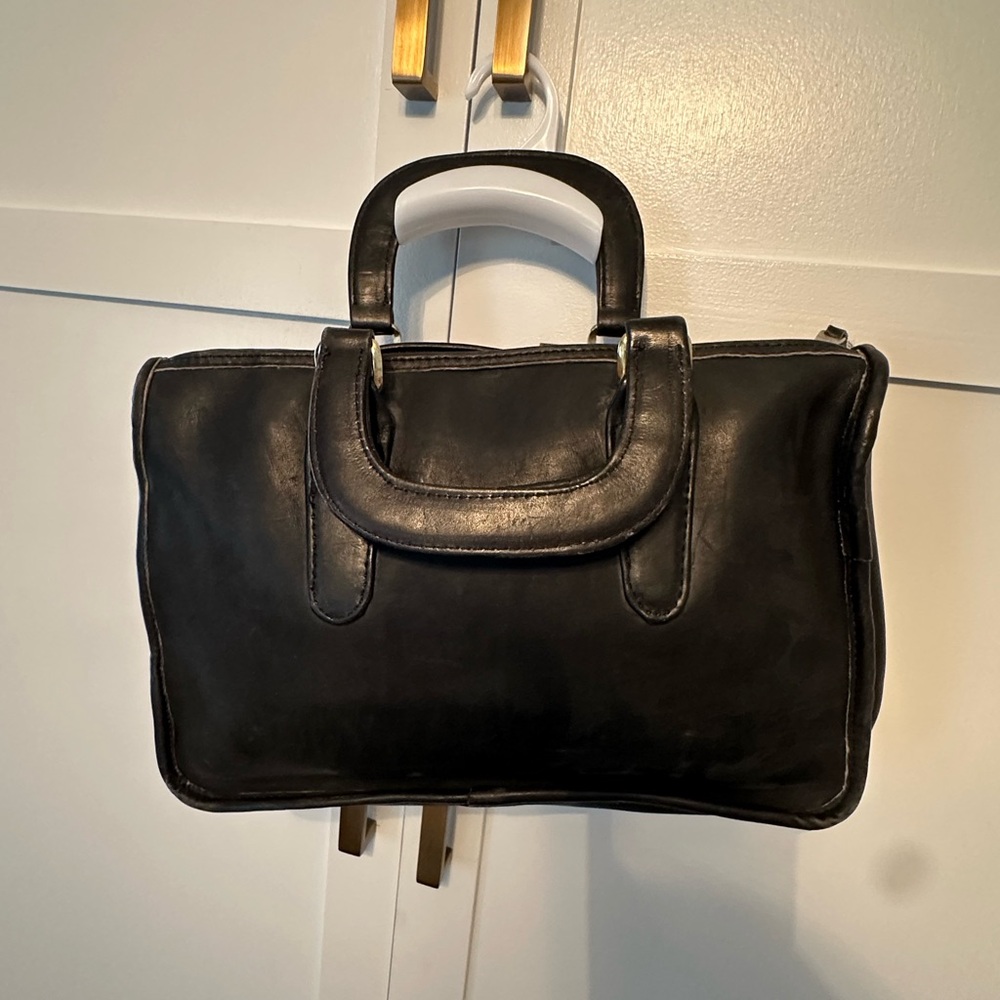 Vintage Classic Black Leather Top Handle Bag - Picture 4 of 10